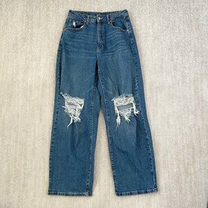 Wild Fable Super High Rise Baggy Distressed Blue Jeans 8/29